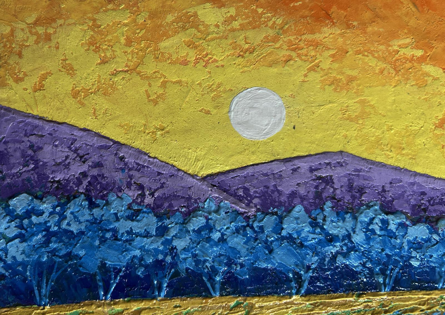 Oil painting Quiet evening in blue shadows V. Zadorozhnya