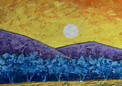 Oil painting Quiet evening in blue shadows V. Zadorozhnya