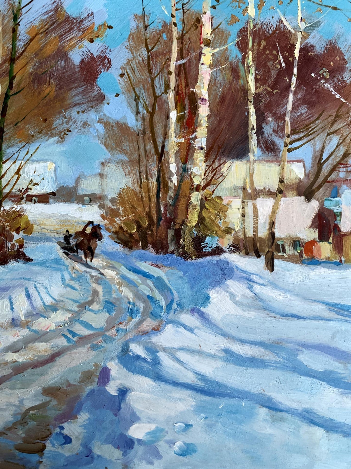 OIl painting Sunny winter day Yuriy Suprunchuk