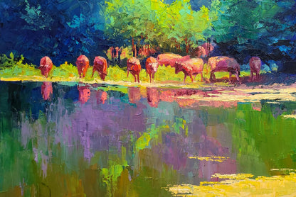 Oil painting Herd of cows Boris Serdyuk