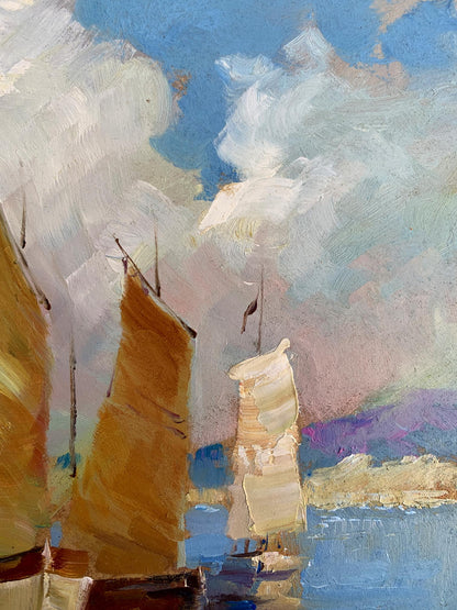 OIl painting There is a sailboat at sea Yuriy Suprunchuk