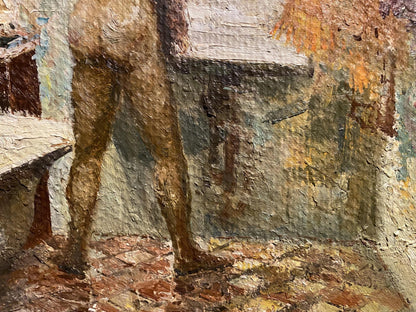 Oil painting Portrait in the bathroom Leonid Stil'