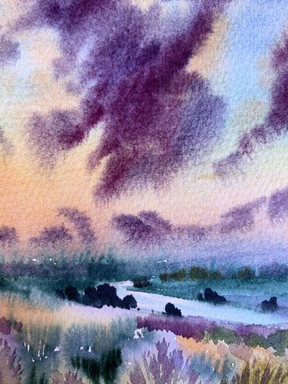 Watercolor painting Shore is covered with clouds Svetlana Gramm