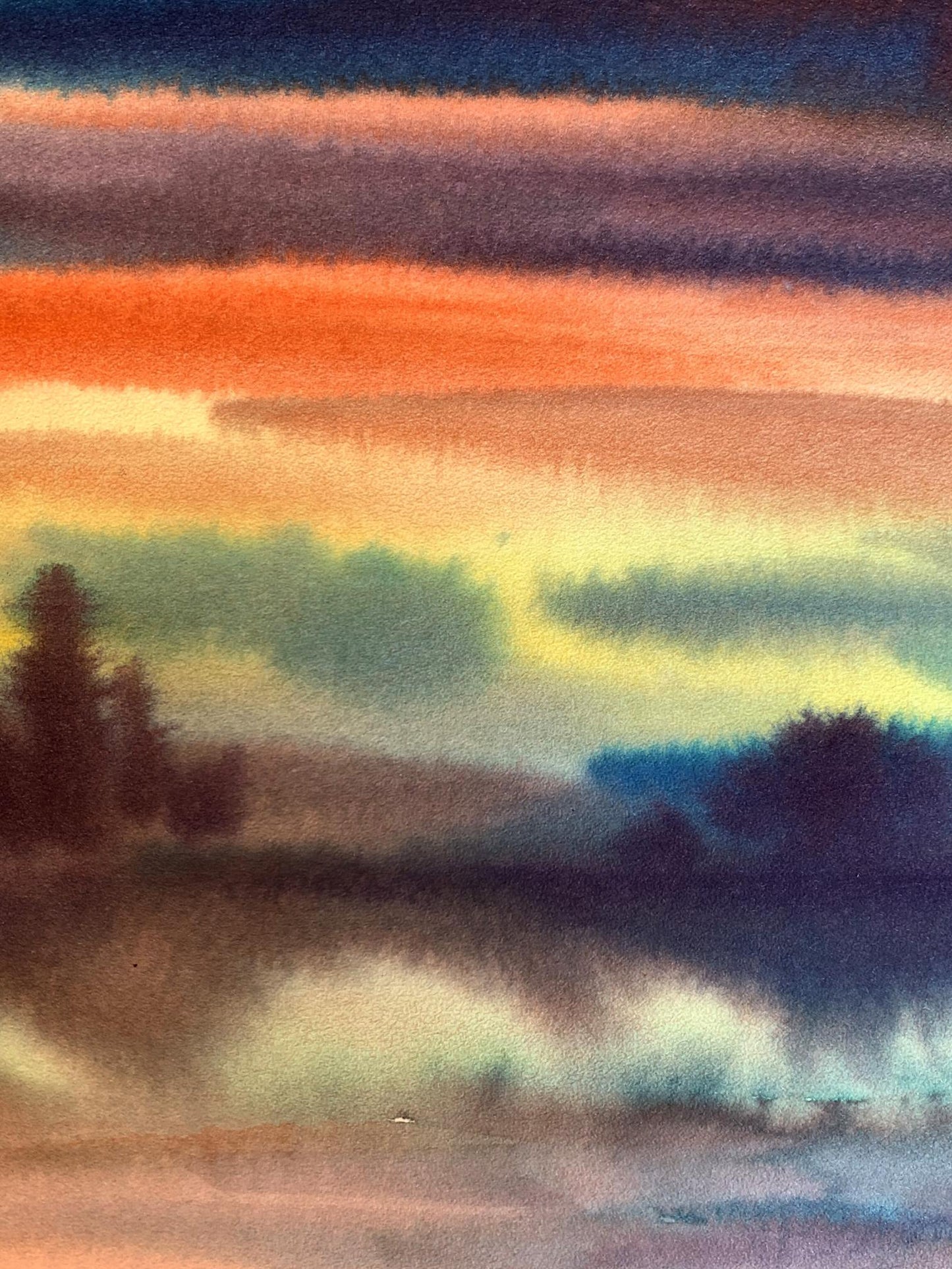 Watercolor painting Colorful evening Svetlana Gramm