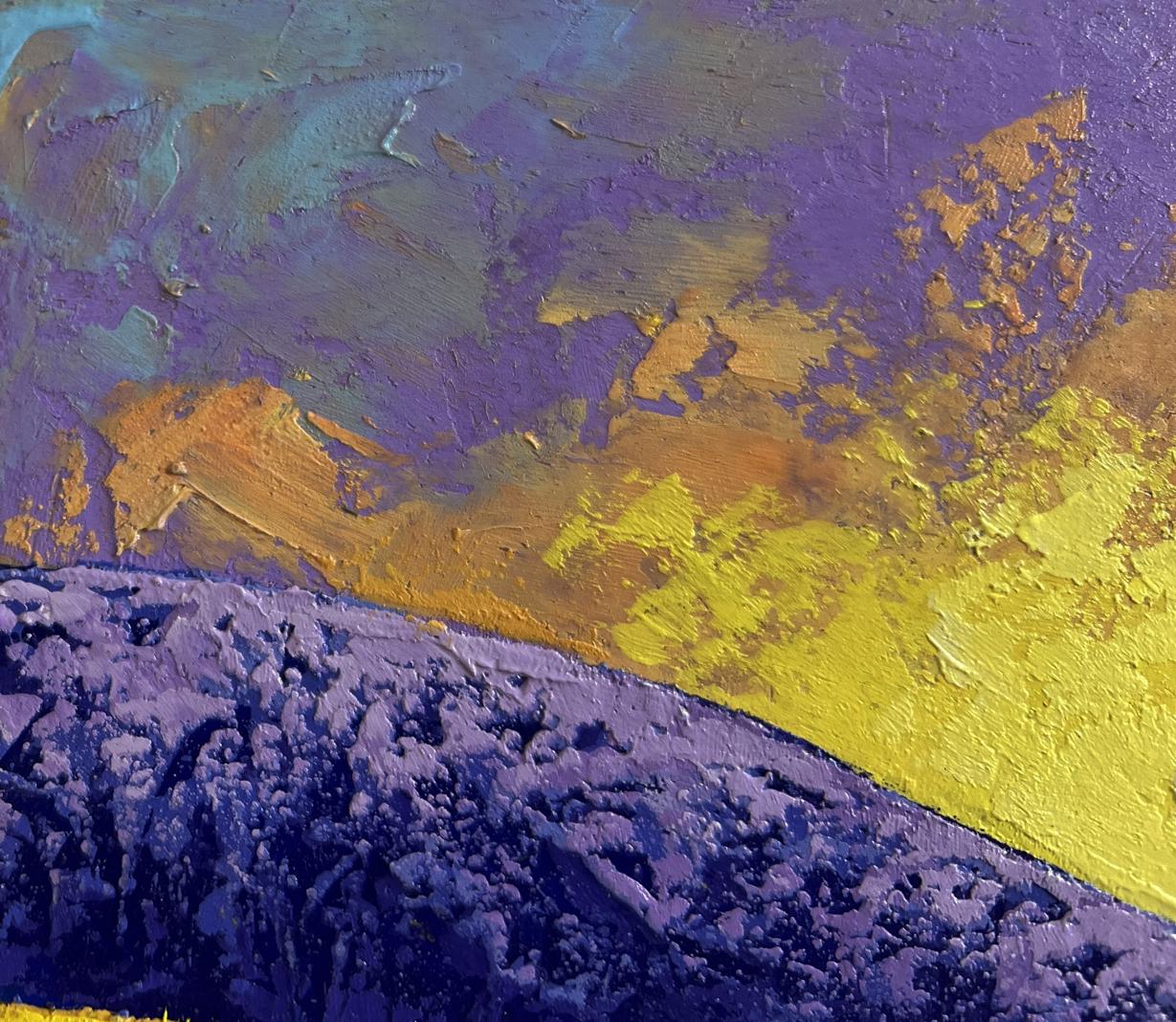 Oil painting Mountain range in scarlet tones V. Zadorozhnya