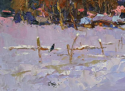 Oil painting Winter evening Oksana Ivanyuk