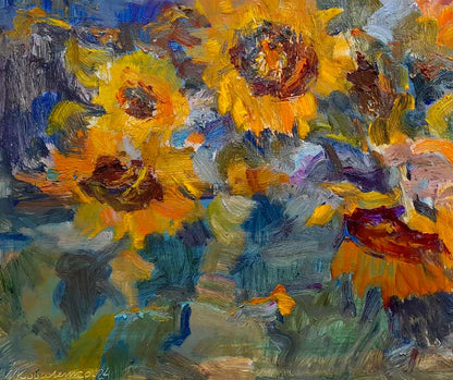 Oi painting Sunflowers in the village Ivan Kovalenko