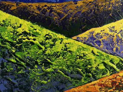 Oil painting Hiking in the mountains in the evening V. Zadorozhnya