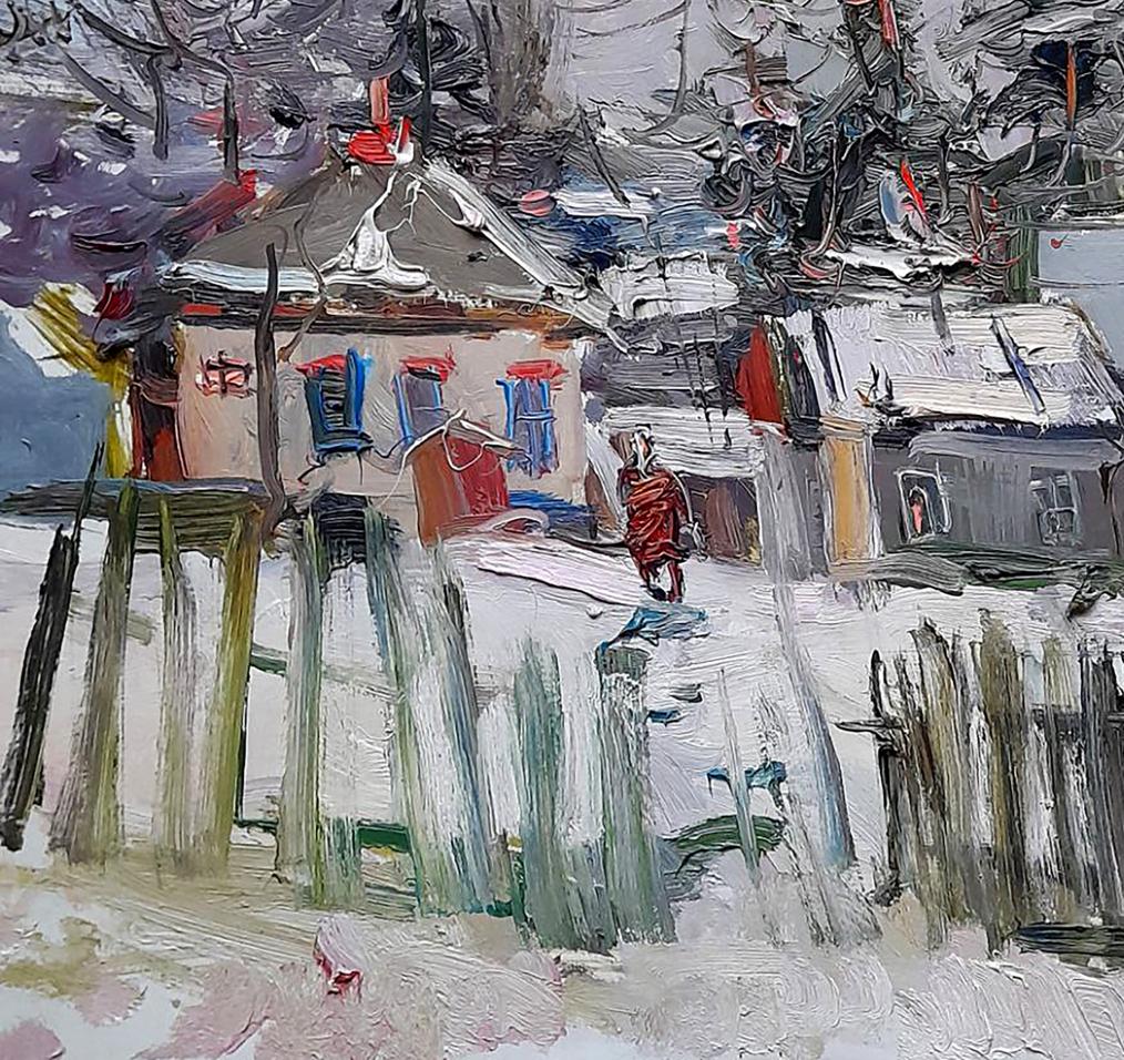 Oi painting Along the snowy streets of the city Ivan Kovalenko