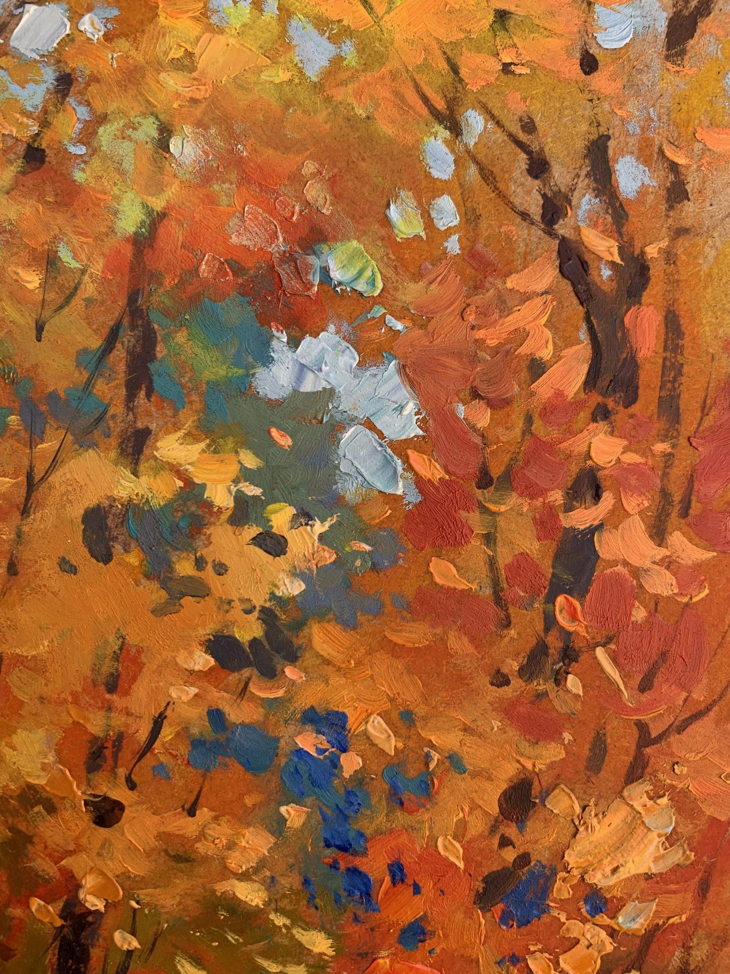 OIl painting Orange autumn forest Yuriy Suprunchuk