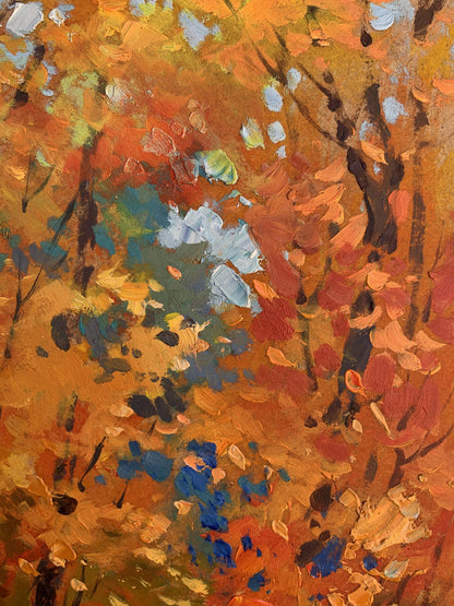 OIl painting Orange autumn forest Yuriy Suprunchuk