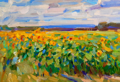 Oli painting Field of sunflowers Pereta Vyacheslav