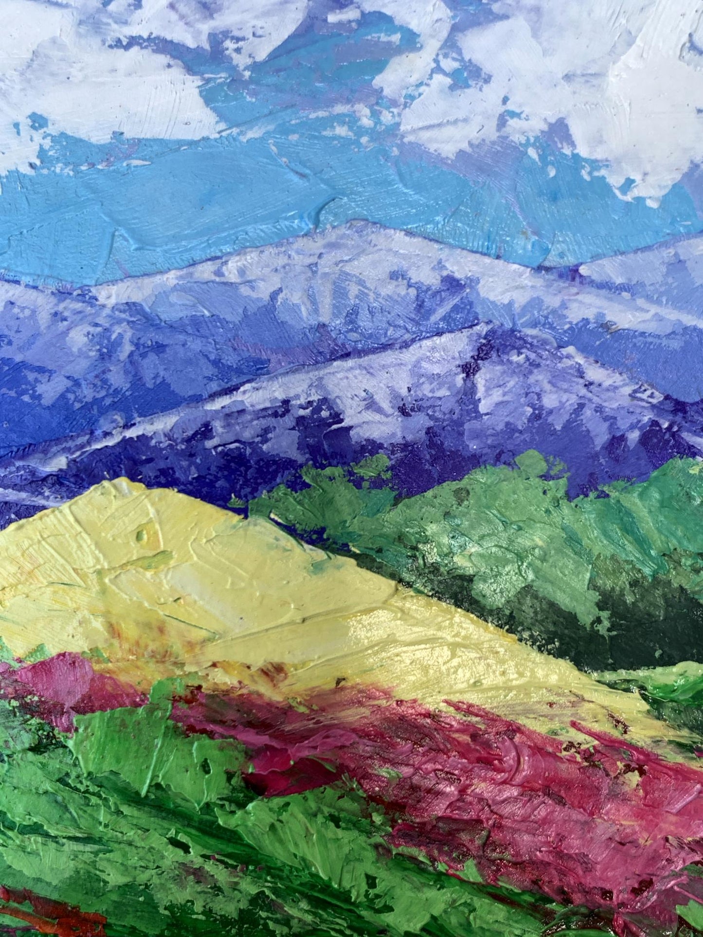 Oil painting Mountains and clouds V. Zadorozhnya