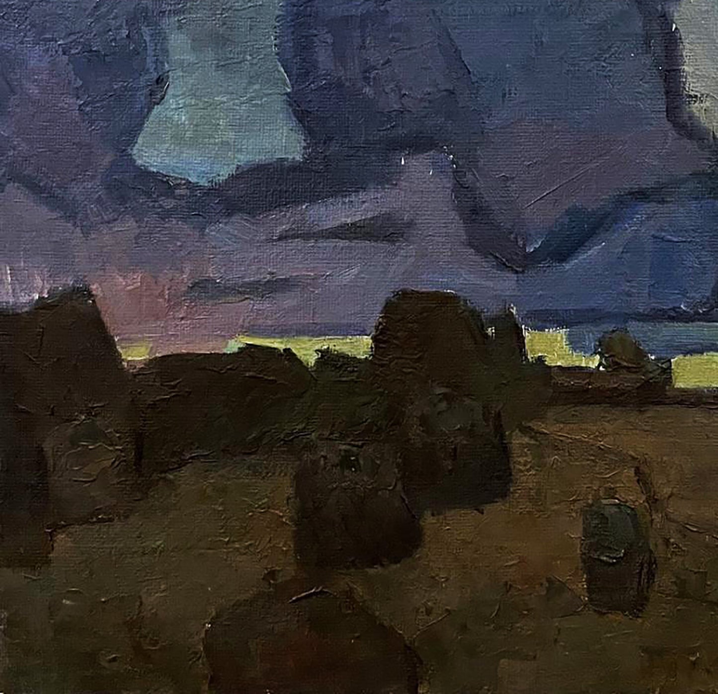 Oil painting Evening stacks Oleksandr Andreev