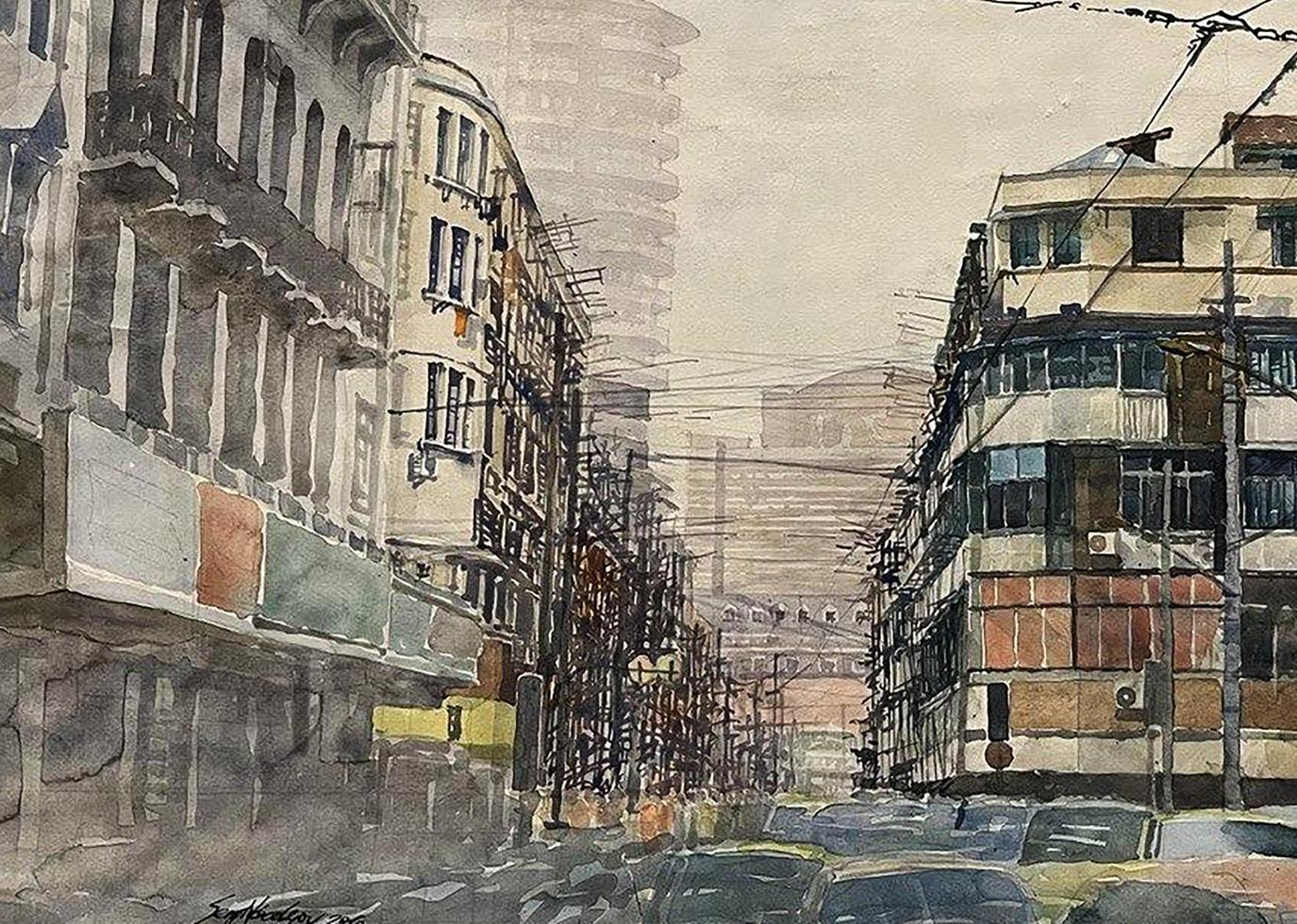 Watercolor painting Shanghai Serhiy Kovalev