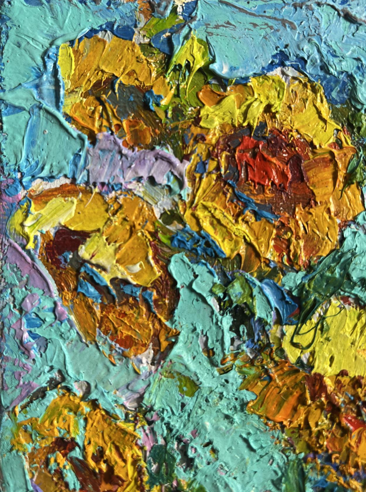 Oil painting Sunflowers in the field Oksana Ivanyuk