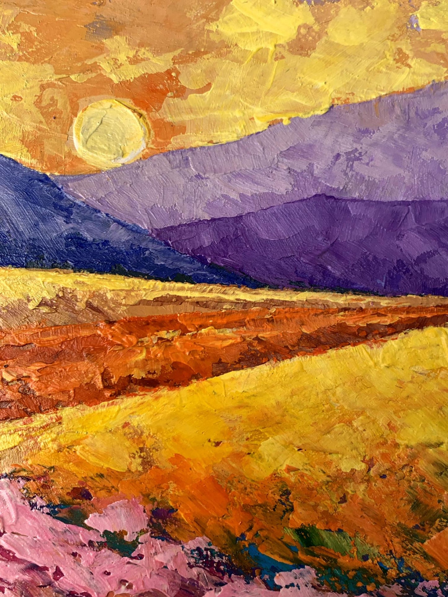 Oil painting Sun over the mountains V. Zadorozhnya