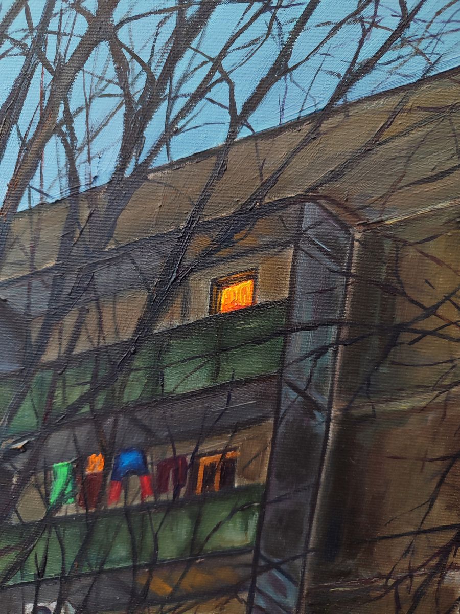 Oil painting City night house Oksana Sklym