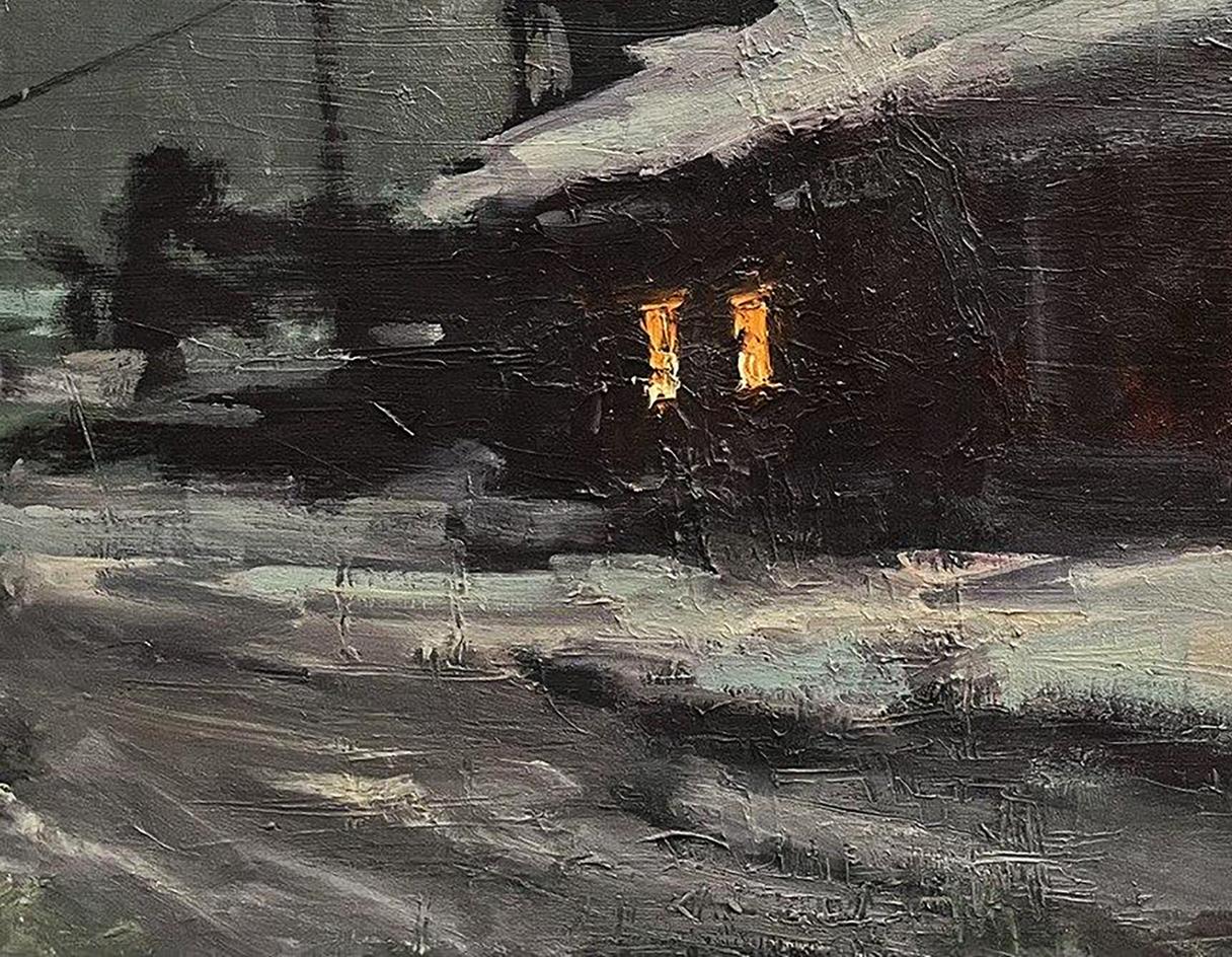 Oil painting Night road to the house Volodymyr Pashchenko