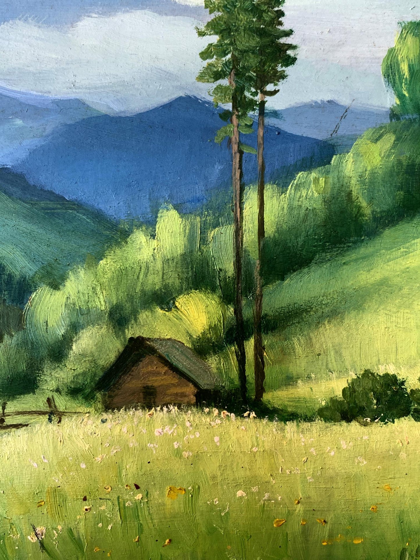 Oil painting A lonely house in the mountains Mykhailo Burdylo