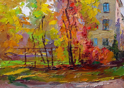 Oil painting Cityscape with autumn Boris Serdyuk