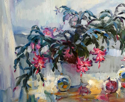 Oi painting Flowers on the windowsill Ivan Kovalenko