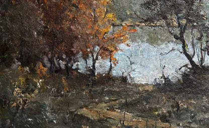 Oil painting Autumn lake Unknown artist