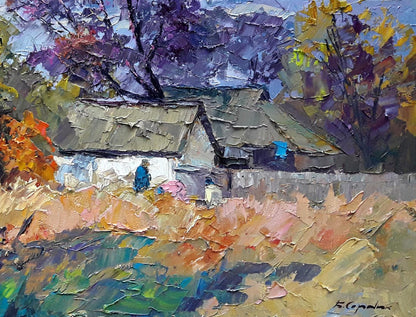 Oil painting Autumn chores Boris Serdyuk