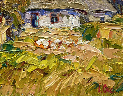 Oil painting Summer days in the village Oksana Ivanyuk