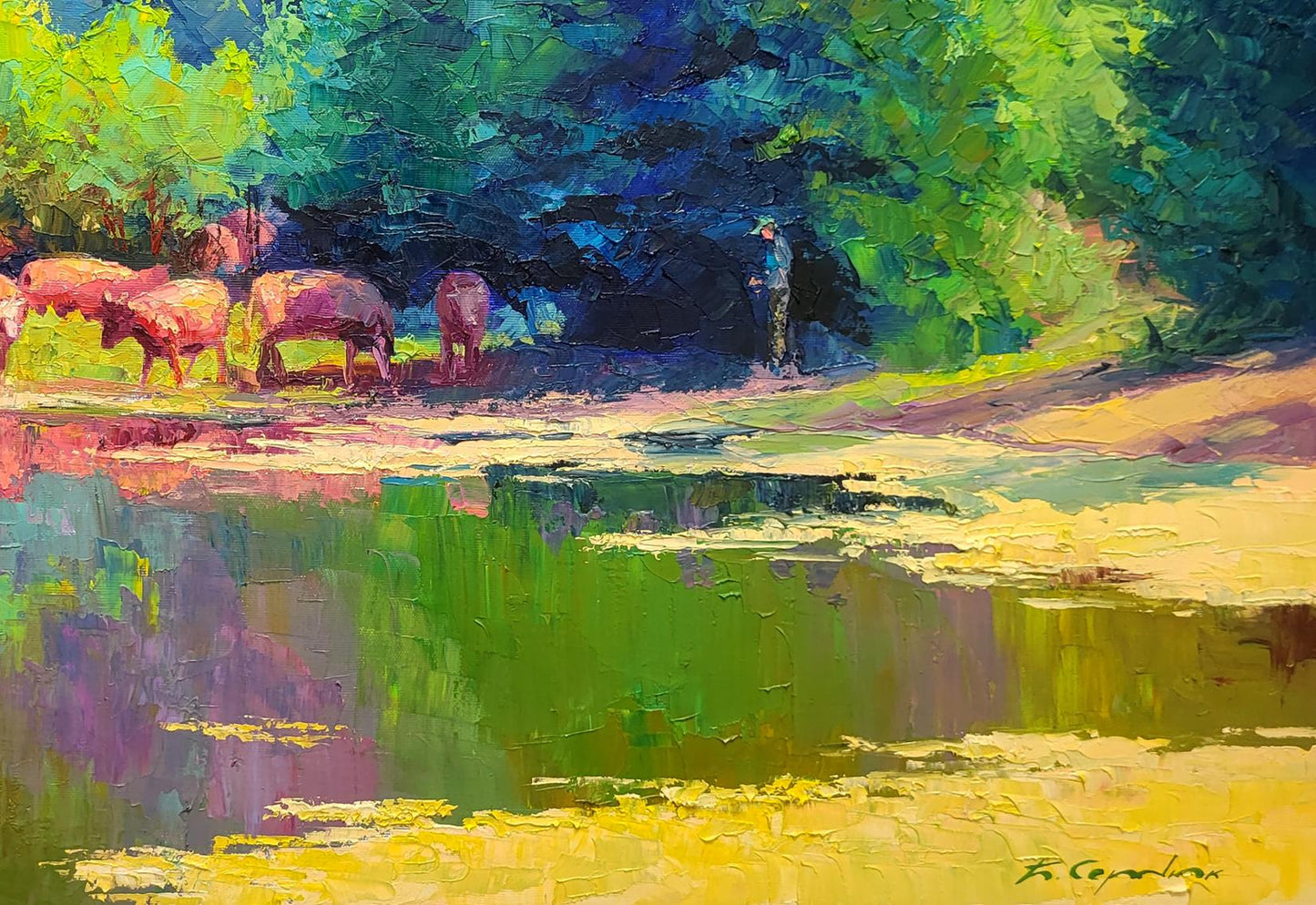 Oil painting Herd of cows Boris Serdyuk