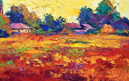 Oil painting Sunset over the village Boris Serdyuk