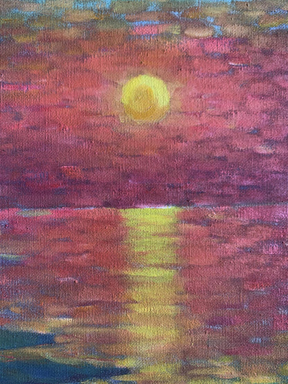 Oil painting Sunset over the sea Mykhailo Burdylo