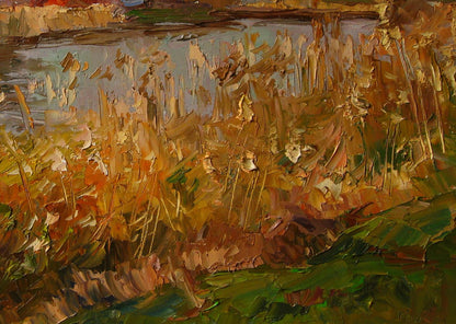 Oil painting Autumn river Boris Serdyuk