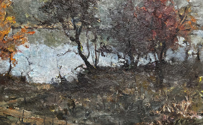 Oil painting Autumn lake Unknown artist