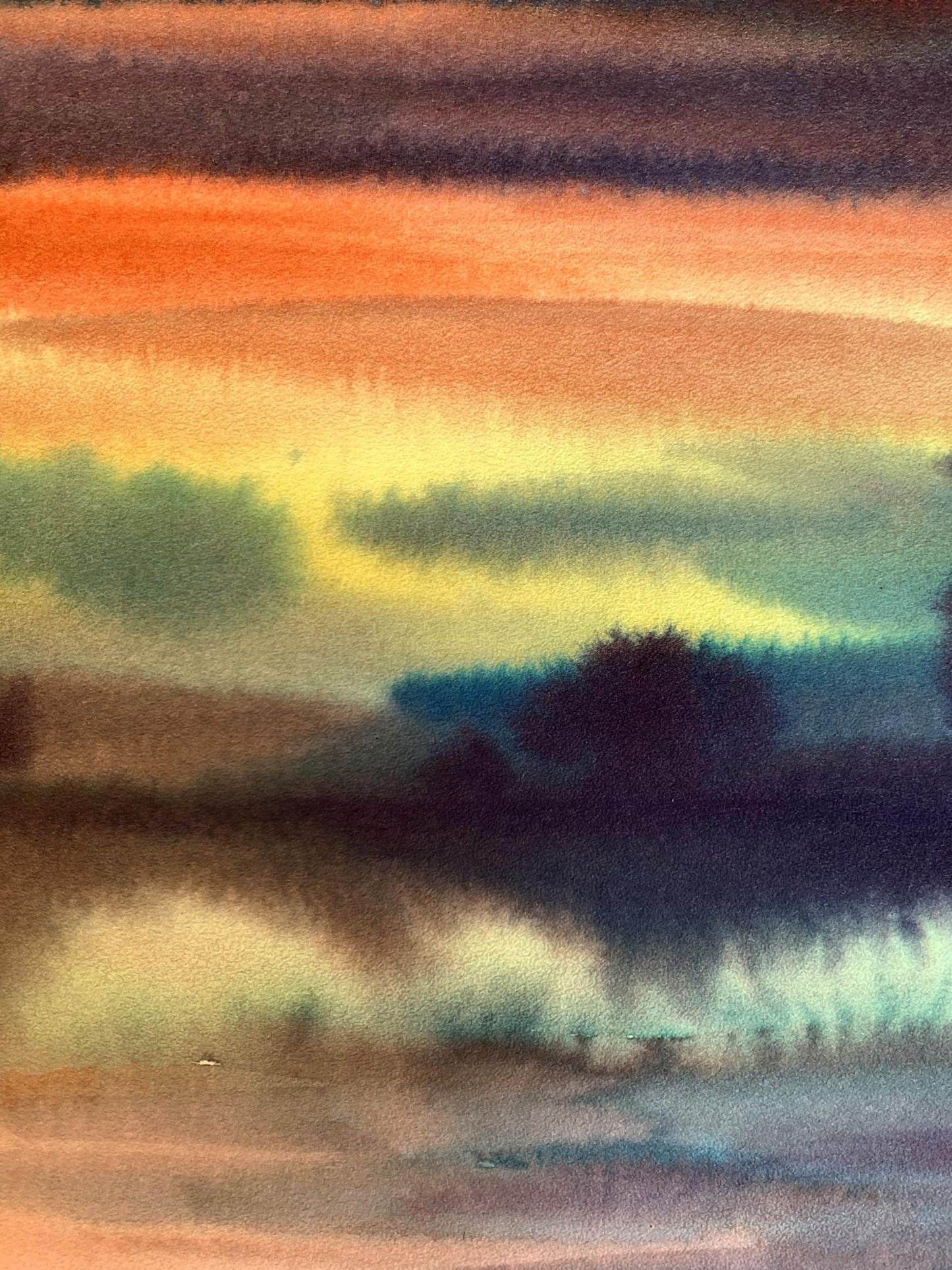 Watercolor painting Colorful evening Svetlana Gramm