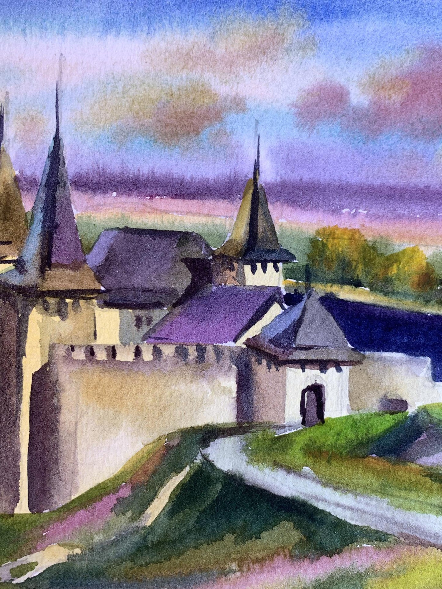 Watercolor painting Old castle Svetlana Gramm