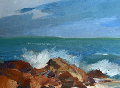 OIl painting The waves are hitting the rocks Yuriy Suprunchuk