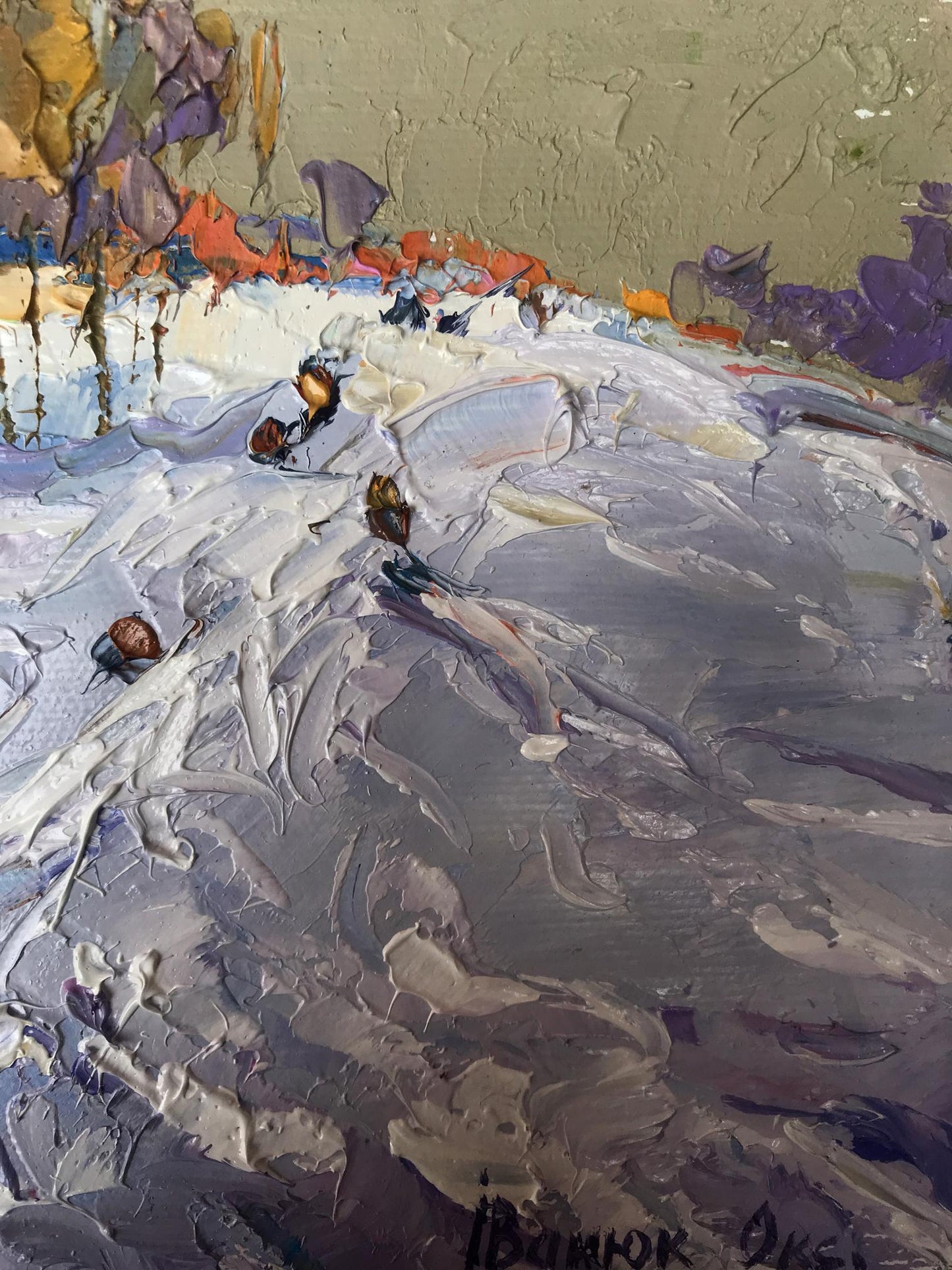Tranquil Snowscape: Oksana Ivanyuk's Oil Masterpiece of Snowy Hills