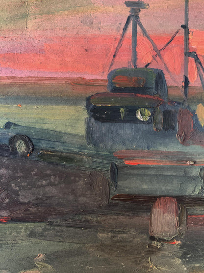 Oil painting Ship on the ferry Peter Dobrev