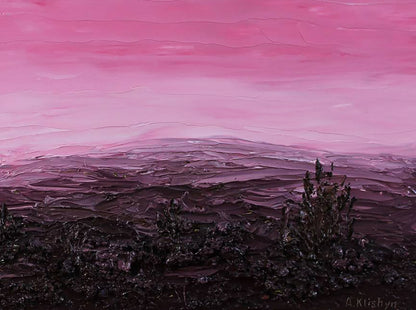 Oil painting Pink landscape Andriy Klishyn