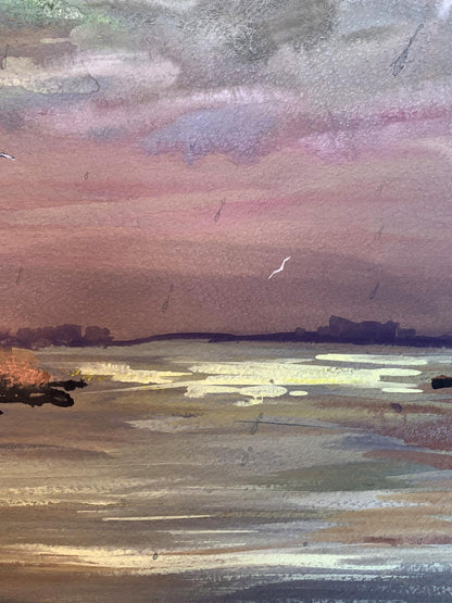 Watercolor painting Sunset on the spit Svetlana Gramm