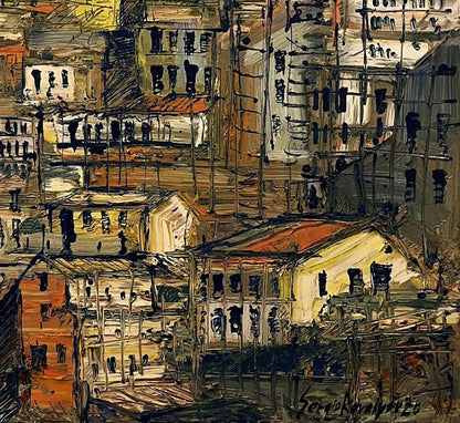 Oil painting A multi level city Serhiy Kovalev