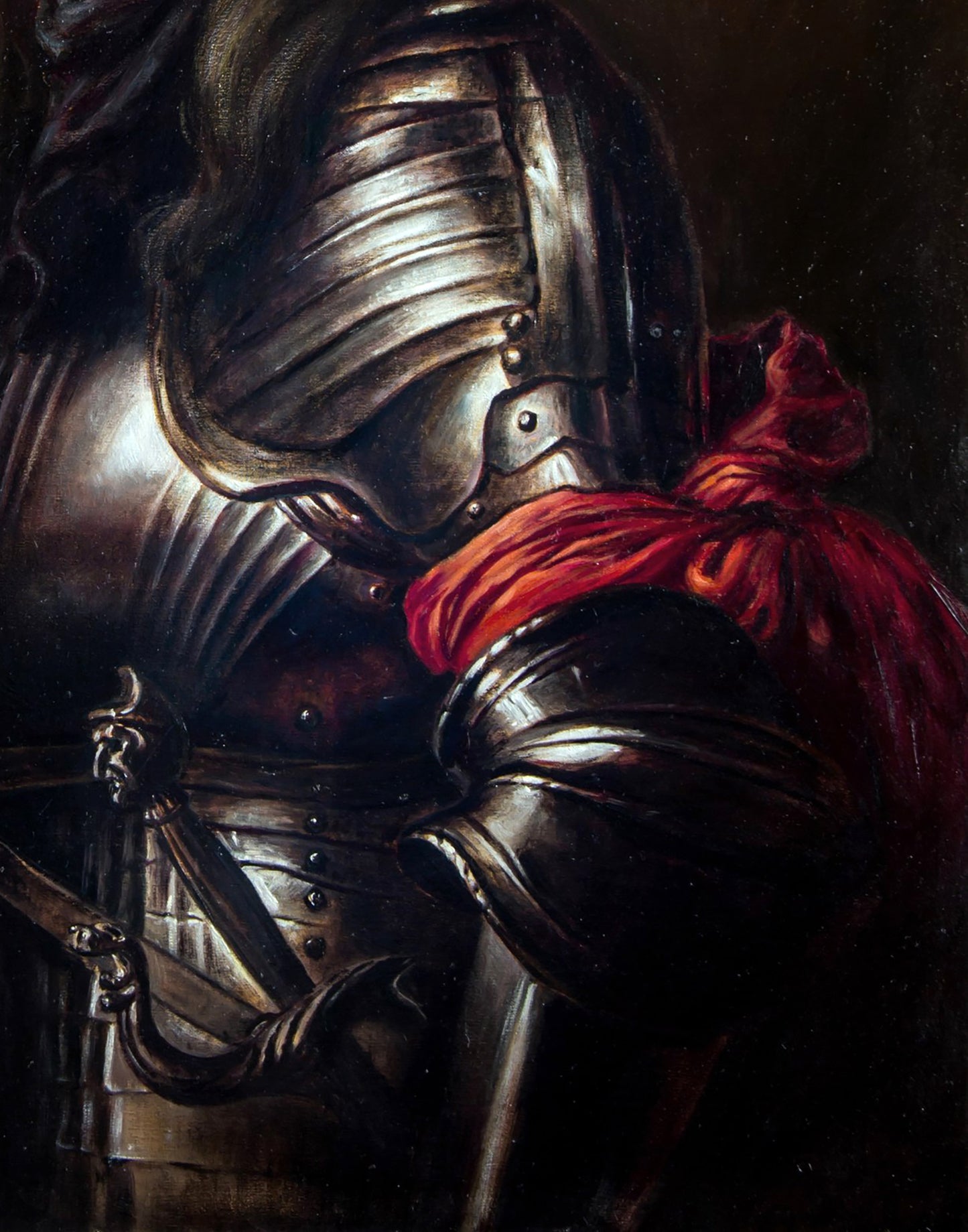 Oil painting Self-portrait in knight's armor Valeriy Bulat