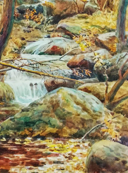 Watercolor painting Forest stream Anatolii Duhnevich