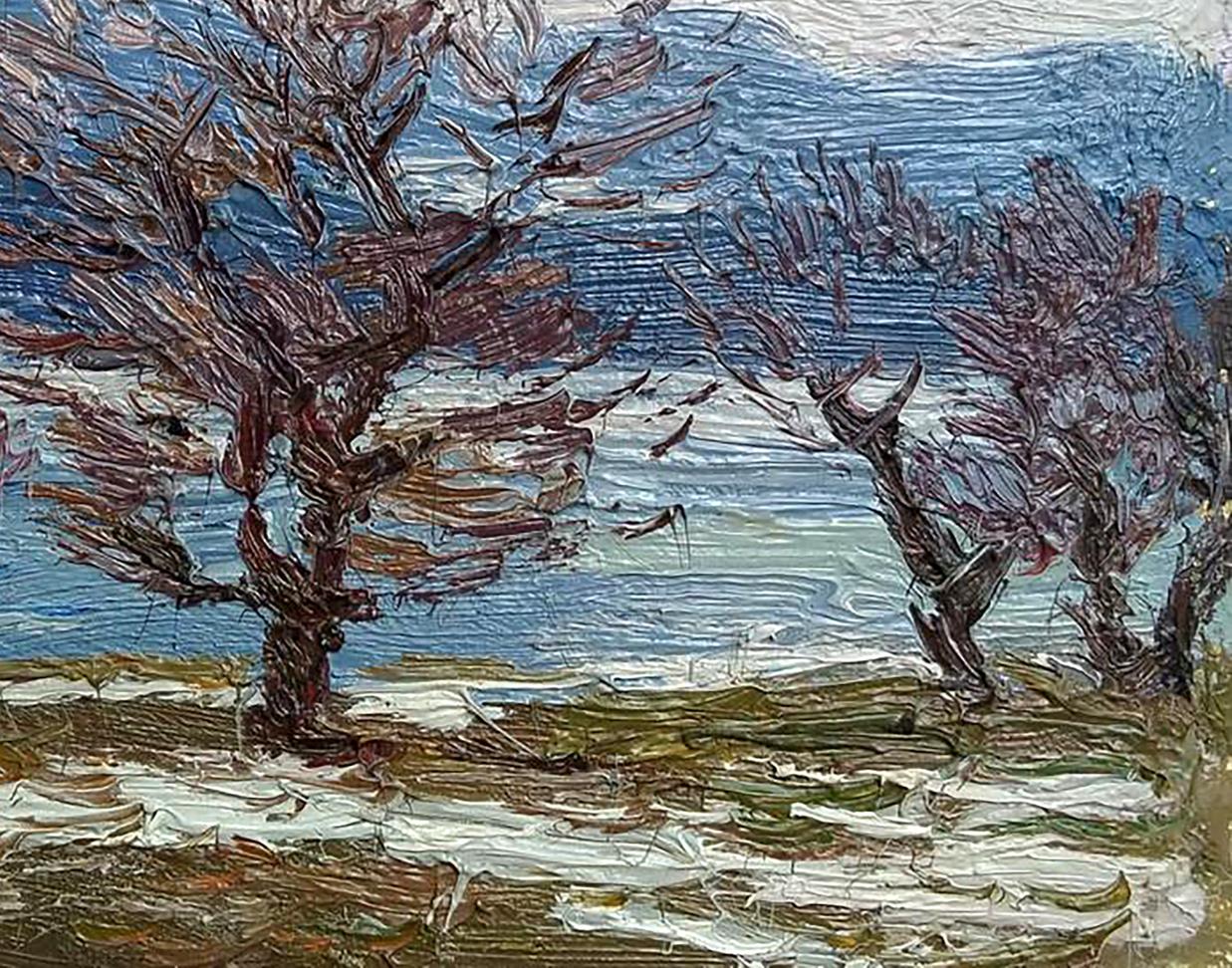 Oil painting The snow is melting Yury Konovalov