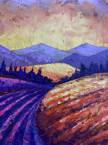 Oil painting Mountain Sunset V. Zadorozhnya