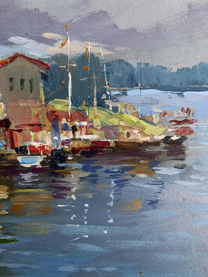 OIl painting Port for boats and yachts Yuriy Suprunchuk