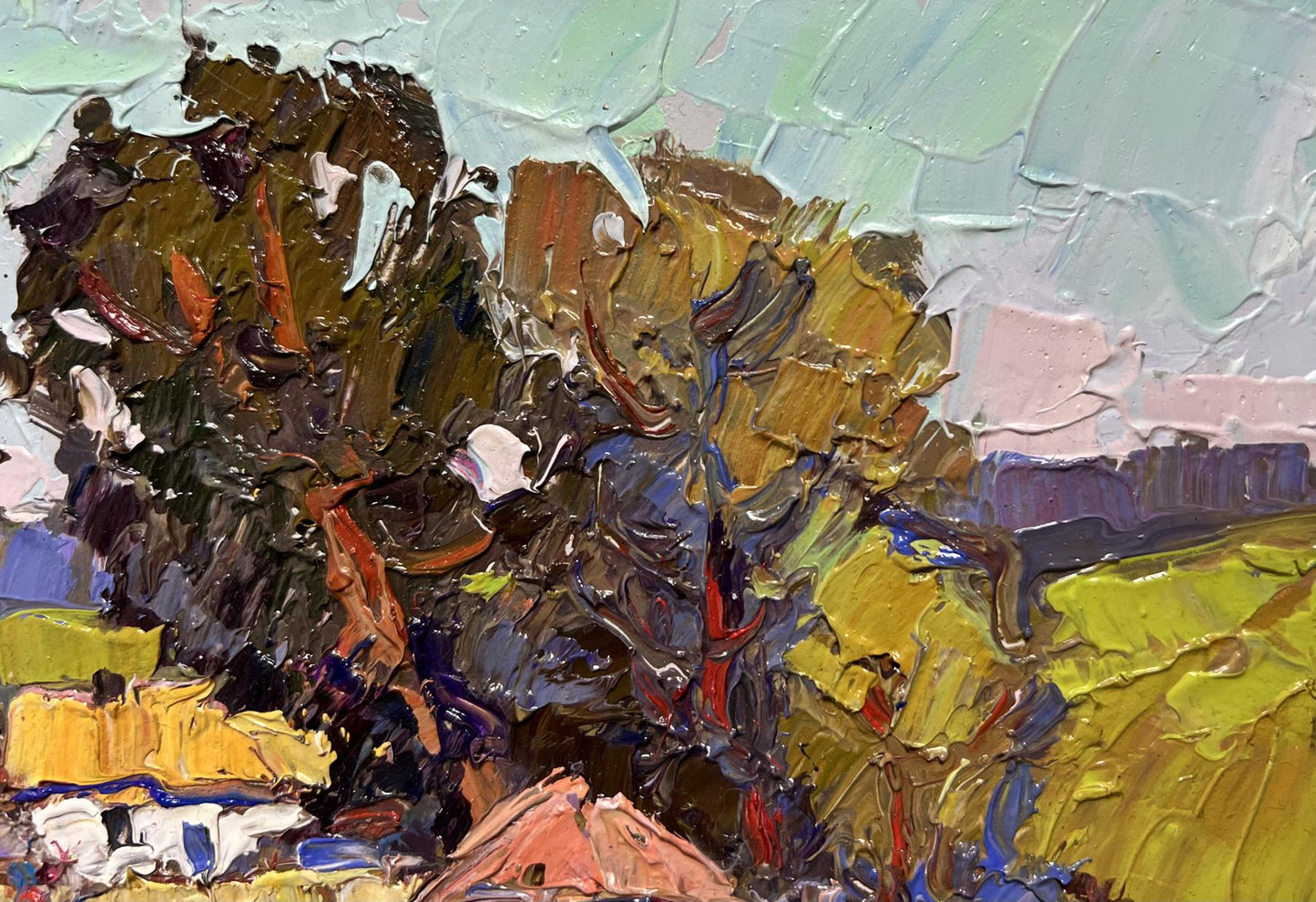 Oil painting Village houses Oksana Ivanyuk