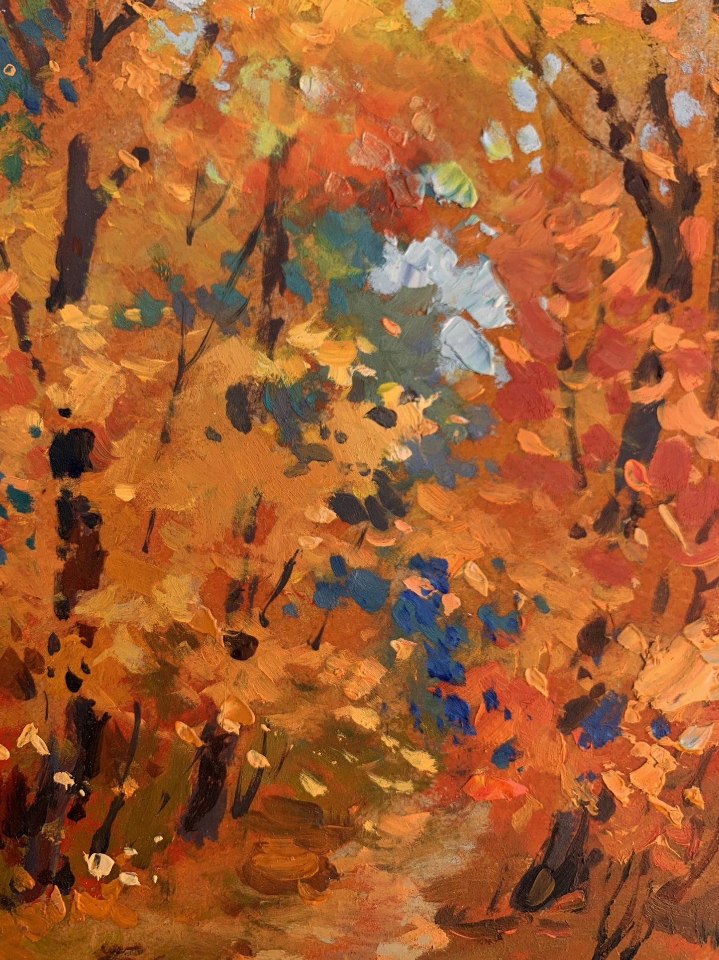 OIl painting Orange autumn forest Yuriy Suprunchuk