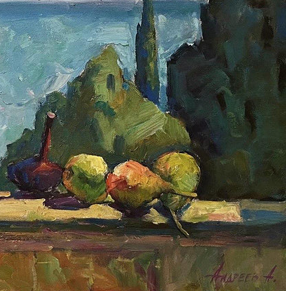 Oil painting Still life with onions Oleksandr Andreev